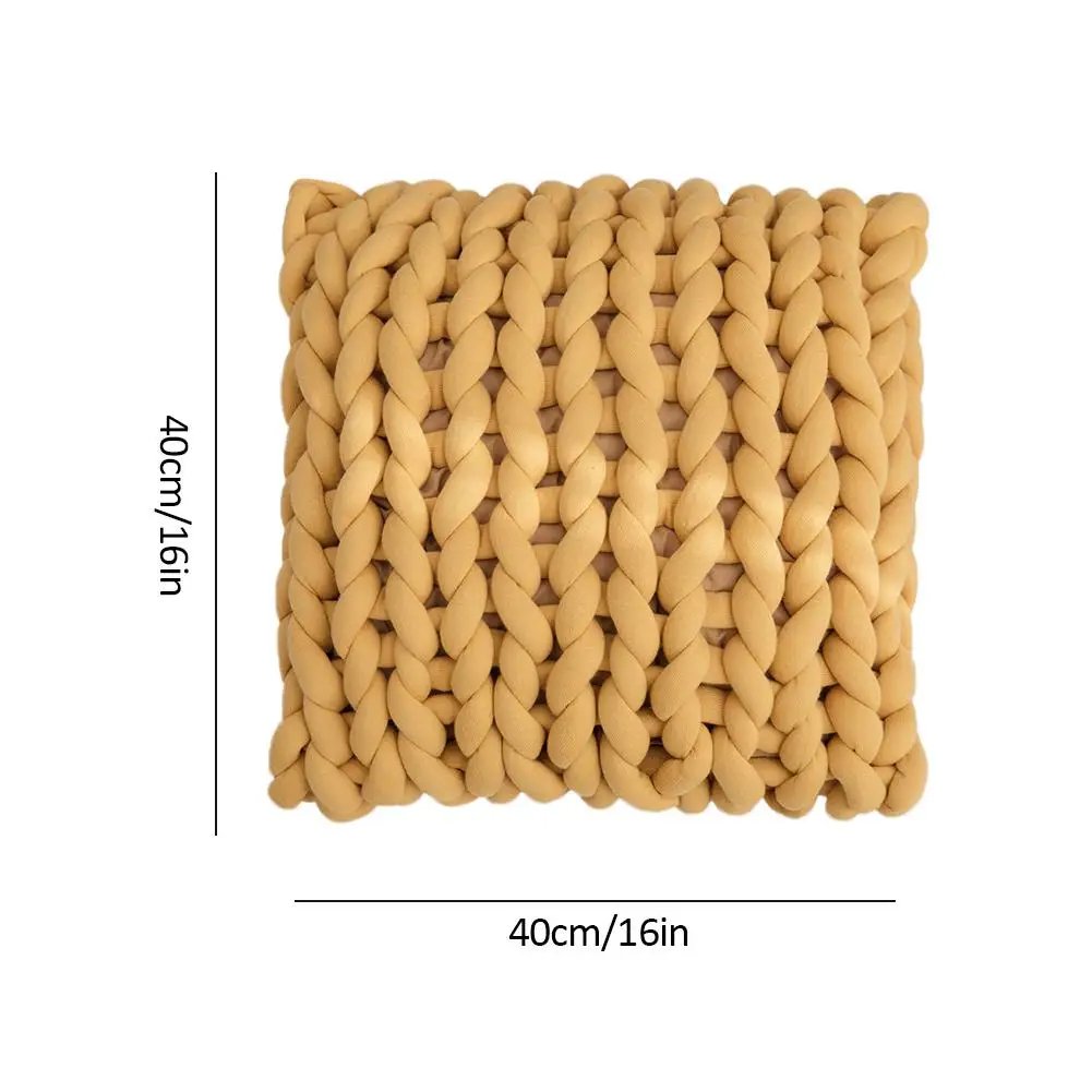 Solid Knitted Square Thick Pillow Hand-woven Square Cotton Cushion For Living Room Home Christmas Supply
