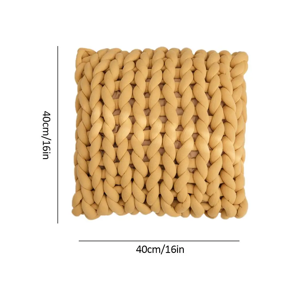 Однотонная трикотажная квадратная Толстая Подушка ручной работы квадратная хлопковая подушка для гостиной домашние рождественские
