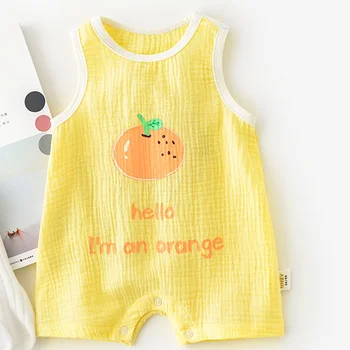 

Newborn Infant Baby Boy Girl Print Fruit Romper Clothes Sleeveless Striped Summer Outfit Jumpsuit New