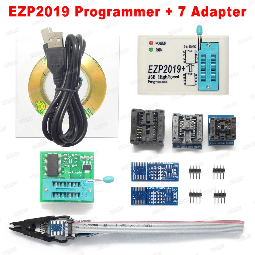 Новейший EZP2019 высокоскоростной USB SPI программатор+ 12 адаптеров Поддержка 24 25 93 EEPROM 25 флэш-чип биос