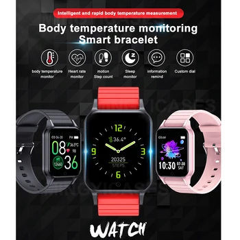 

2020 New Women Bracelet Smartwatch Body Temperature Measurement Heart Rate Waterproof Sport Smart Watch Men Band Fitness Tracker