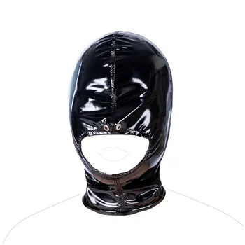 Wetlook Leather Open Mouth Fetish Mask Hood Bondage Gear Erotic Products for Bdsm Adults Sex Games Blindfold Flirt Sexy Costumes 4