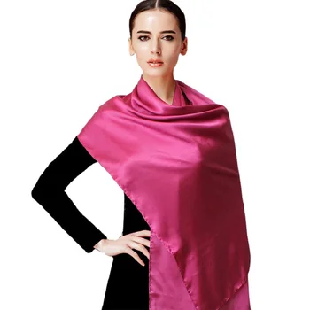 

100% Pure Silk Satin Scarves Women Solid Fashion New Color Plain Hijab Shawls Wrap for ladies Large Plain Scarf AC018