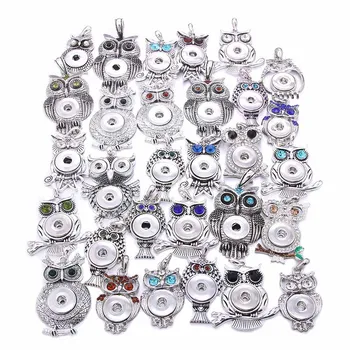 

New Snap Button Jewelry Necklaces Rhinestone Crystal Random Owl Snap Necklace Fit DIY 20MM 18mm Snap Buttons Pendant Necklaces