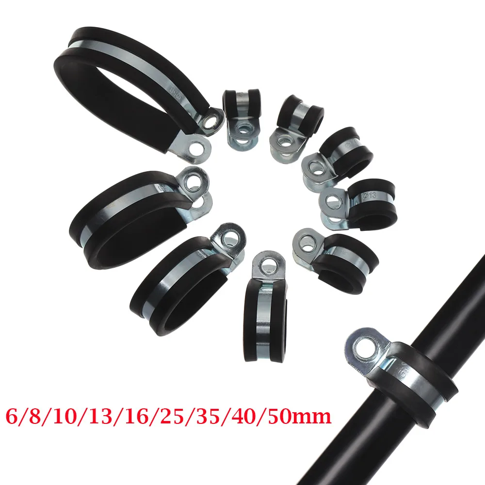 

10Pcs/lot Hose Clamp Rubber Lined P Clips Pipe Mounting Fix Fasteners Hardware Electrical Fittings Cable Fasteners