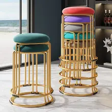 Petit tabouret en filet pour la maison, rouge, moderne, Simple, rond, nordique, léger, de luxe, pour Table à manger, salon, banc paresseux