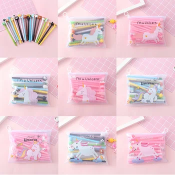 

1Set Cartoon Pattern Cute Horse Student Gel Pen Pencil Case Set Boy Girl Gift 20 PCS Gel Pen With Bag Multi-Color Shool Supplies