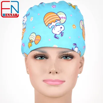 

Hennar Scrub Caps . 100% Cotton Adjustable Elastic Bands Surgical Scrub Caps Medical Hospital Doctor Headwear Cap Mask