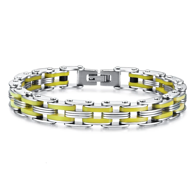 Vnox Радуга силиконовые Нержавеющая сталь браслет ручной работы 9 цветов для Для женщин/Для мужчин - Окраска металла: Yellow
