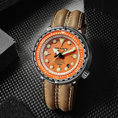 orange Новые автоматические часы San Martin Tuna SBBN031 300m водонепроницаемые часы NH36 MOV'T наручные часы нержавеющая сталь наручные часы для дайвинга мужские - Цвет: orange
