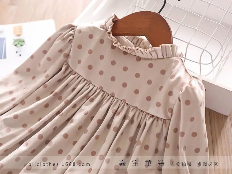 Г. Harajuku/Брендовое осенне-зимнее бархатное платье с длинными рукавами золотого цвета для девочек Детские Модные плиссированные платья принцессы Детские платья в горошек