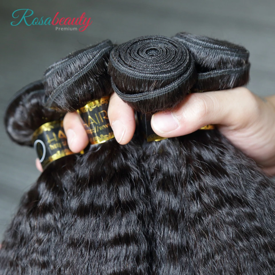 RosaBeauty 10A перуанских девственных волос 10-28 дюймов кудрявые прямые волосы 1/3/4 шт. человеческие волосы пряди натуральных Цвет наращивание волос
