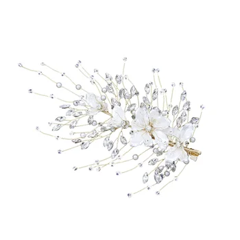 

Flower Rhinestone Hair Clip Crystal Clamps Delicate Artificial Pearls Barrettes Styling Hair Pins Wedding Bridal Headdress Acces