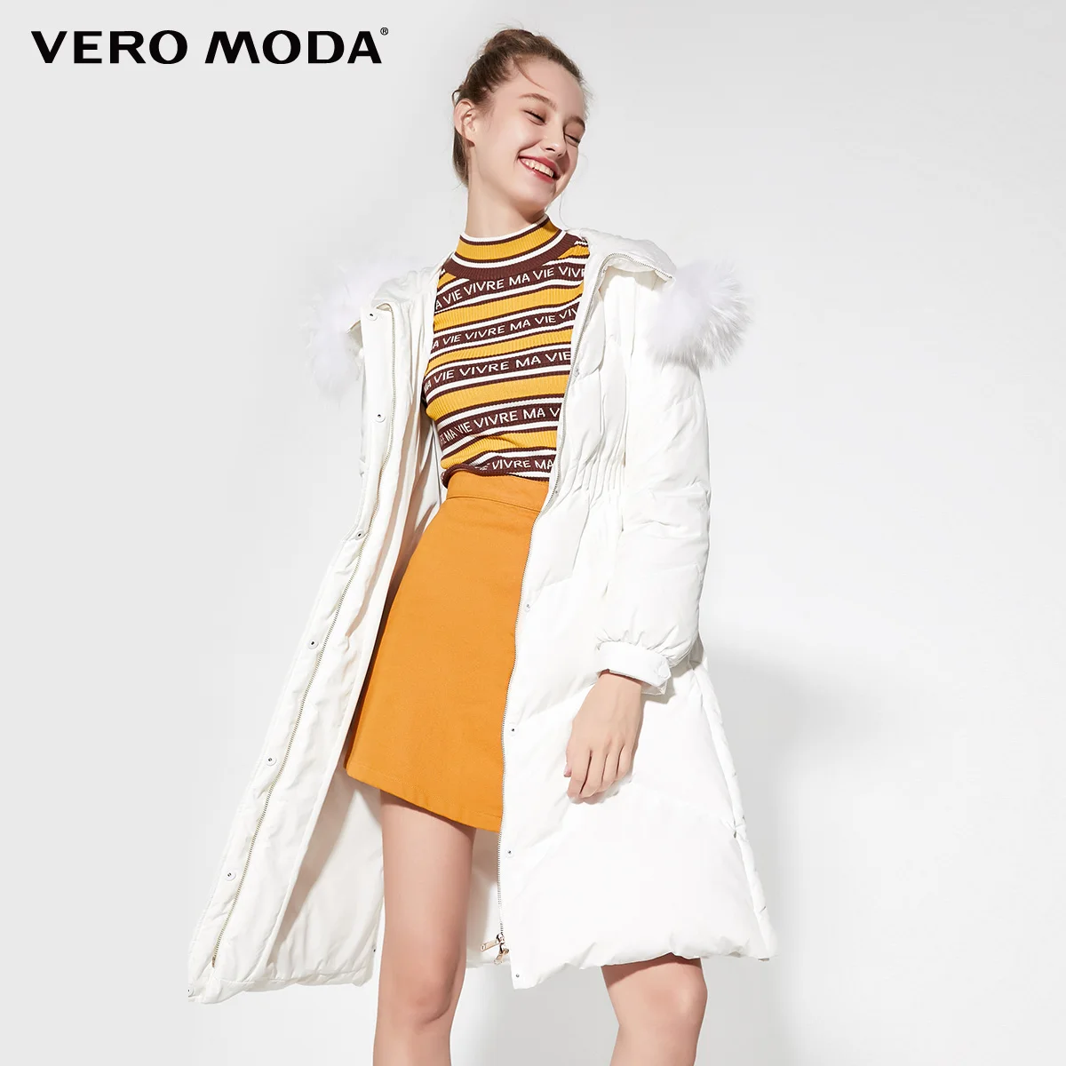 Vero Moda женский с капюшоном меховой воротник длинный пуховик | 319412503