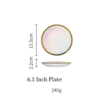 NIMITME скандинавские Ins Золотой инкрустация молоток стеклянный салатный суповой чаша Бытовая Посуда западное блюдо стейк Салатница обеденная чаша - Цвет: 6.1 Inch Plate