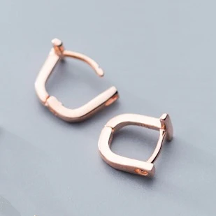 rose gold color Модные 925 пробы серебряные геометрические обручи, серьги для женщин, трендовые мужские серьги с покрытием из розового золота, серьги, ювелирные изделия, подарки - Окраска металла: rose gold color