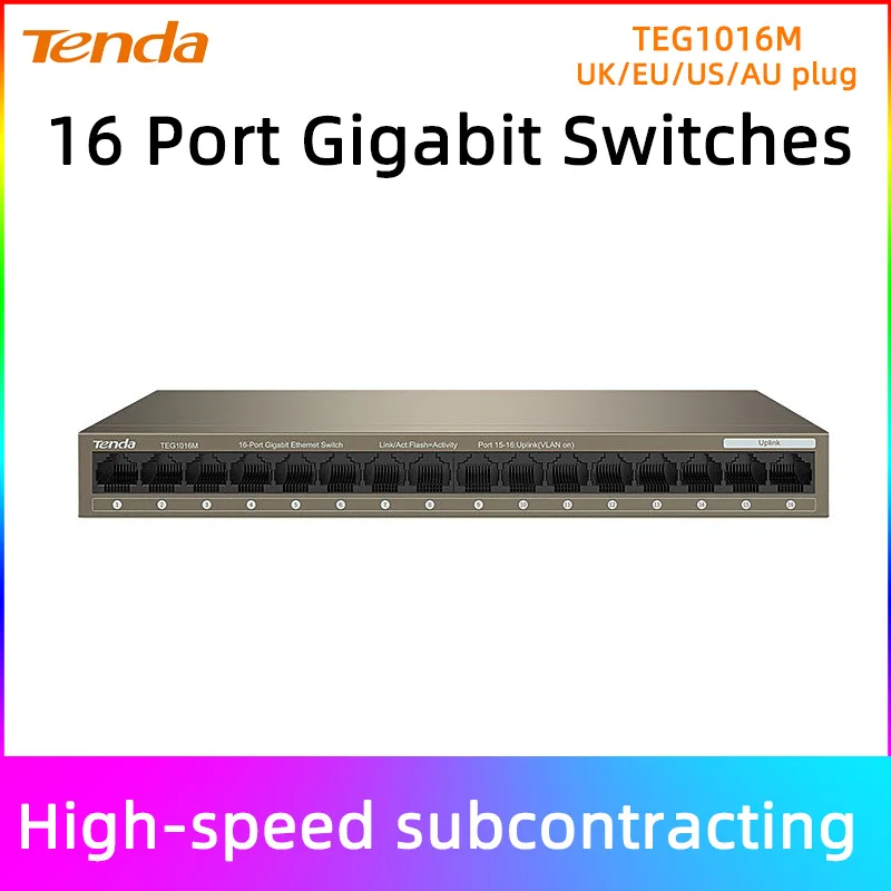Tenda 16-портовый гигабитный коммутатор 10/100 Мбит/с настольный сетевой