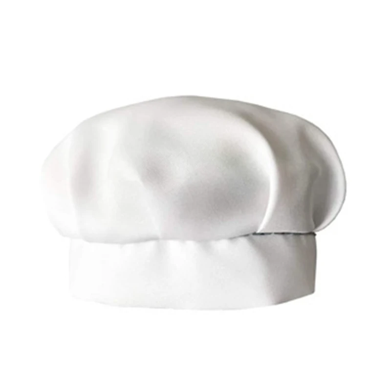 White Child  Chef Hat Elastic Baking Cooking Cap Kitchen Head Cover Hat Costume 