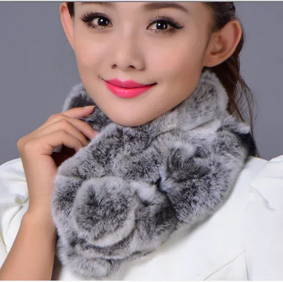 Outwear Winter Furry Casual Furry Thick Furry Rex Rabbit Fur Scarves Women Ring Korean Office Luxury Fur Scarfs V660