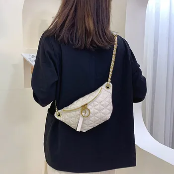 

Diamond Check Women's Small Bag 2020 New Trend Fashion Messenger Bag Chain Shoulder Chest Bag Ring Decoration