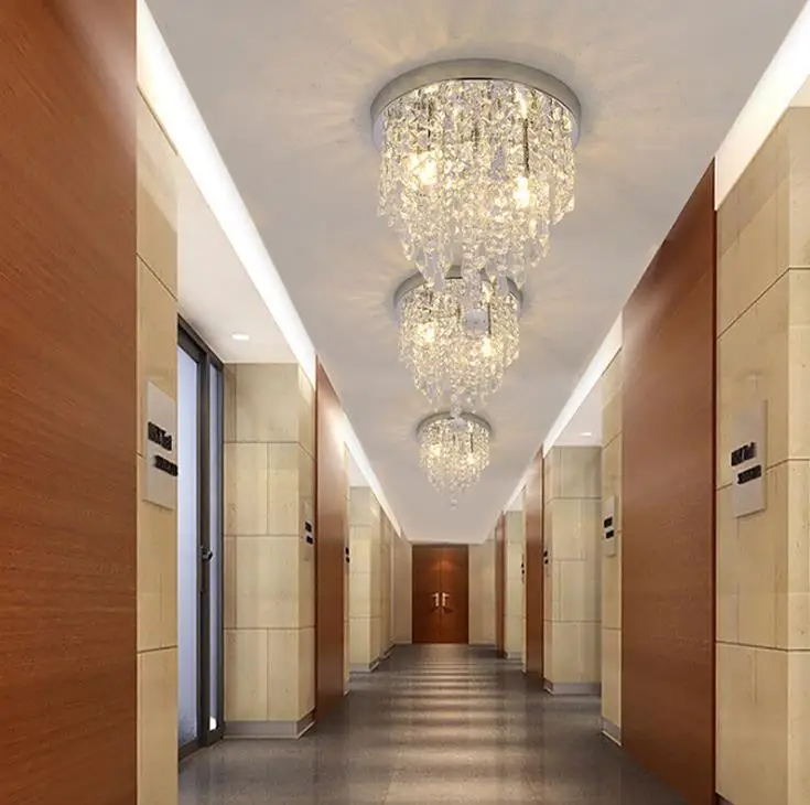 Lâmpada do Teto Fxitures para o Quarto Led de Cristal Criativo Cristal Entranc Corredor Lâmpada Luz Teto Interior Lustres k9 3 Luzes e Iluminação