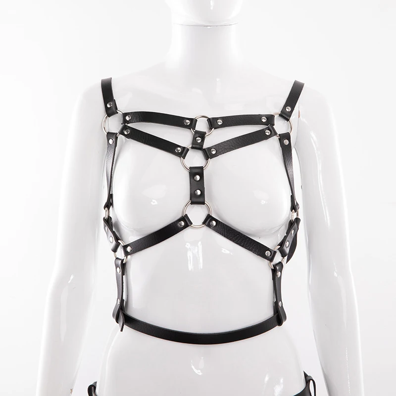 BDSM Bondage Rope Leather Harness Toys For Women Adult Game Outfit Bra And Leg Suspenders Straps