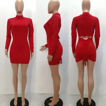 

clothing OWLPRINCESS 2020 New Slim-Fit Fashion Hollowed-out Long-Sleeved Dress