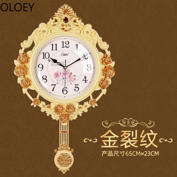 

Europe Modern Large Wall Clock Vintage 3D Creative Swing Clocks Wall Home Decor Silent Living Room Bedroom Wall Clocks Plastic