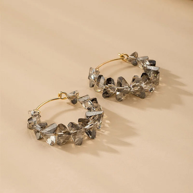 

Personality Exaggerated Opal Crystal Round Earrings for Women Original Design Geometric Simple Fashion New Earrings Wholesale