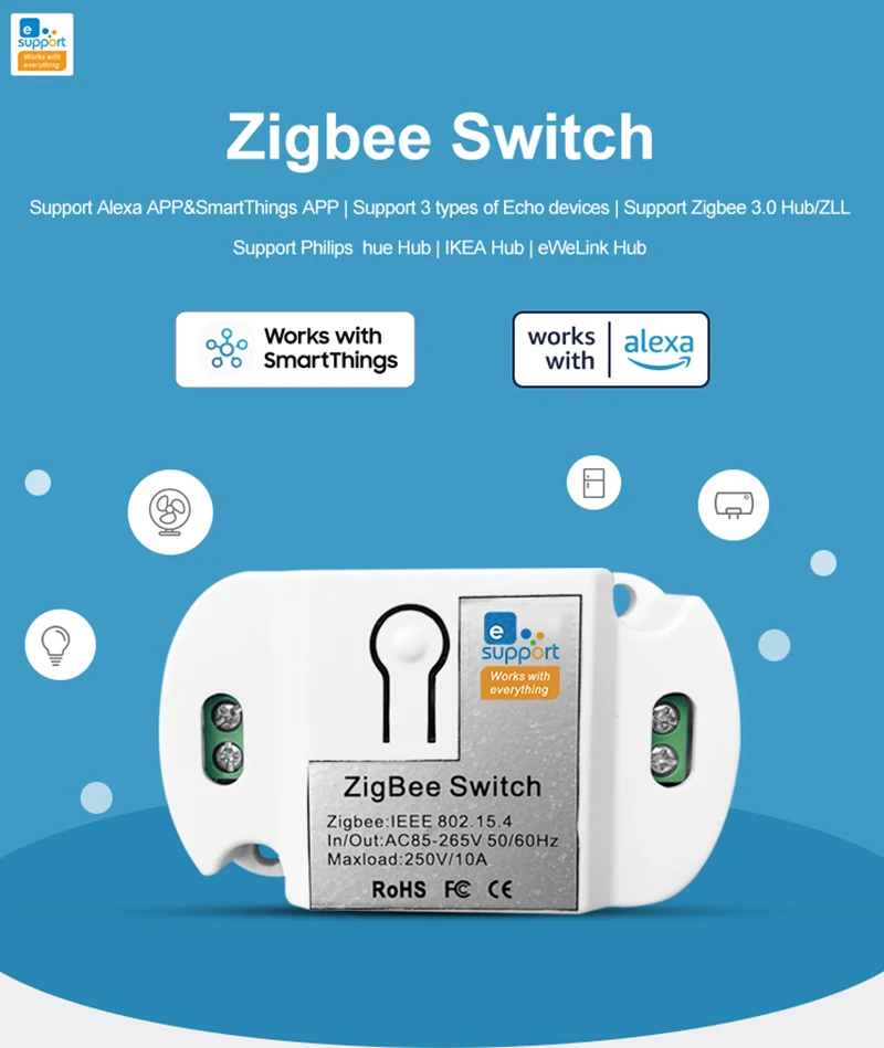 New Smart Wireless Remote Switch Socket Home Automation Control Relay Zigbee Switch/alexa /Smart Things APP | Электроника