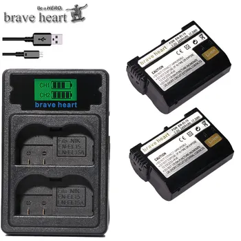

2Pcs EN-EL15 EN EL15 ENEL15 EL15A Digital Camera Battery + LCD USB Dual Charger for Nikon D810 D7000 d750 V1 D610 D600E D800E