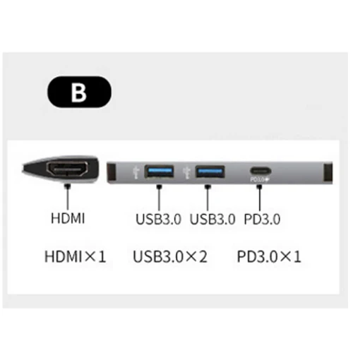 B STYLE USB C концентратор тип-c до 3,0 концентратор HDMI VGA Thunderbolt 3 адаптер для MacBook samsung Galaxy S9/S8 huawei P20 Pro type C usb-концентратор - Цвет: B STYLE