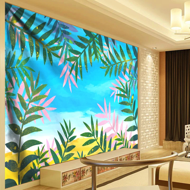 

Tropical Plant Tapestry Wall Hanging Polyester Thin Bohemia Cactus Banana Leaf Tapestry Beach Towel Yoga Rug Large Wall Cloth