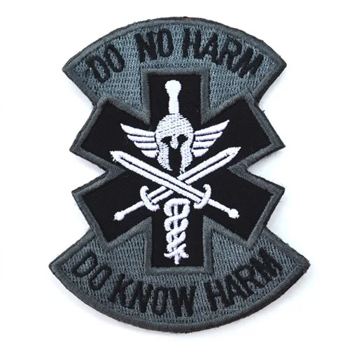 Do Know Harm Don't Hit I военный боевой патч-полевой медицинский солдат вышитый значок на липучке - Цвет: Gray Color