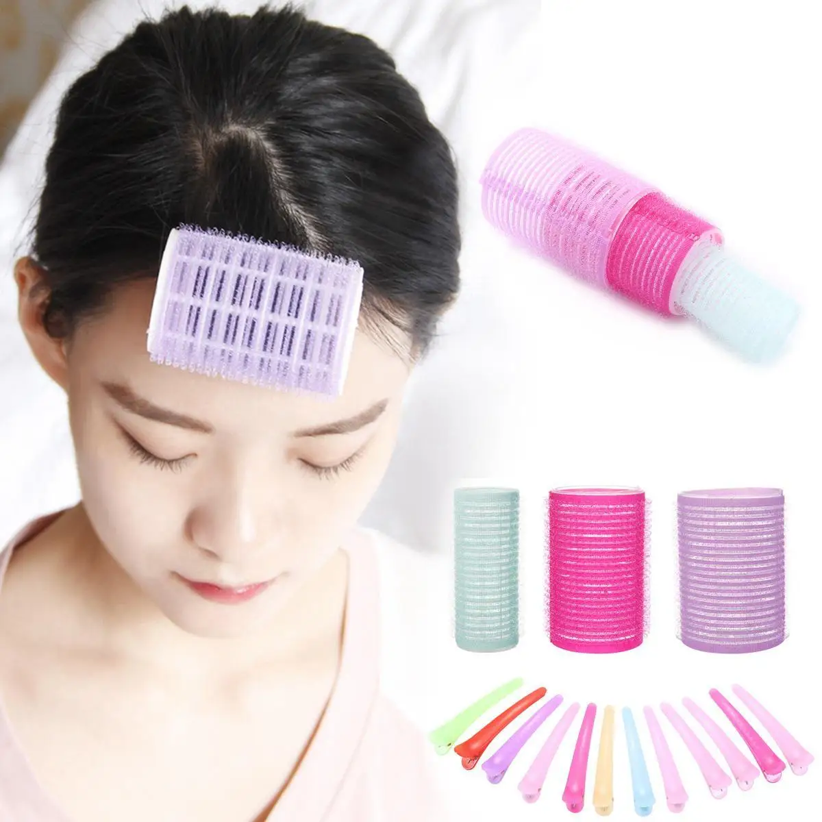 28/48 Pcs 3 Size Self-adhesive Curler Set Pepset Convenient Plastic Hair Rollers DIY Hair Styling Tool for Wome
