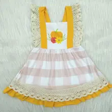 /розничная ; платье с тыквами для маленьких девочек; милые кружевные платья в клетку; Эксклюзивная летняя детская одежда; vestido gxj