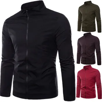 

Spring New Solid Color Slim-fit Jacket, Stand Collar Men's Jacket