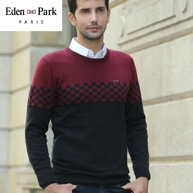 Мужской бренд eden park, свитер, джемпер с цветной прострочкой, облегающий высококачественный мужской свитер M-XXXL