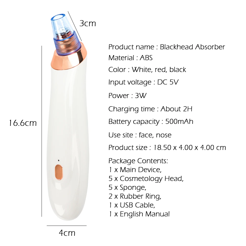 Face Acne Black Dot Pimple Blackhead Remover Electric Microcrystalline Blackhead Vacuum Cleaner Pore Blackhead Skin Care Machine - Image 5