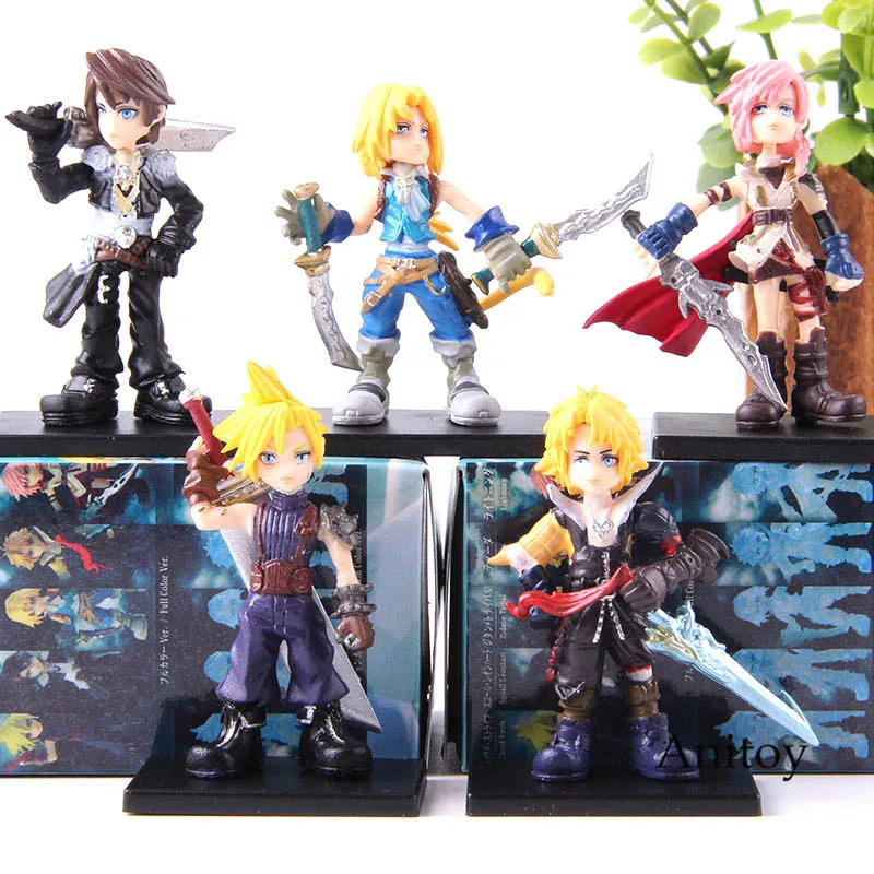 with retail box Dissidia Final Fantasy фигурку ПВХ Коллекционная модель игрушка с изображением облаков, молнии и Tidus Эклер бури 5 шт./компл - Цвет: with retail box