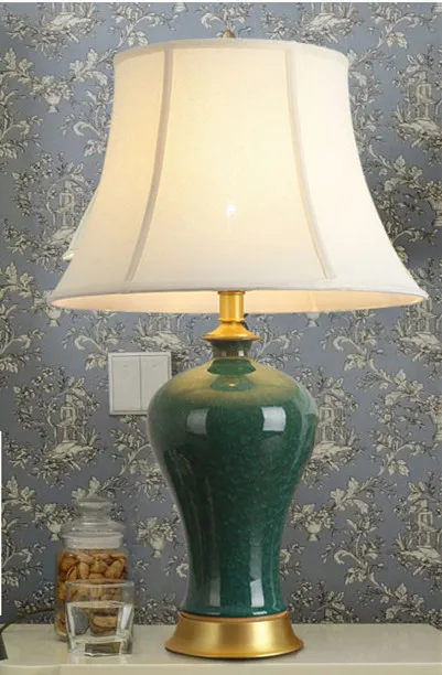 Palace Lampshade Американский стиль, элегантная Зеленая Керамическая Настольная лампа для спальни, прикроватная, для гостиной, фойе, для учебы, для чтения, ночной Светильник 190119 - Цвет абажура: Palace Lampshade