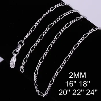 

35-70cm Slim 925 Sterling Silver Figaro Chain Necklace Women Girl Children Boy Kids Italy Jewelry kolye collares sieraden Colier