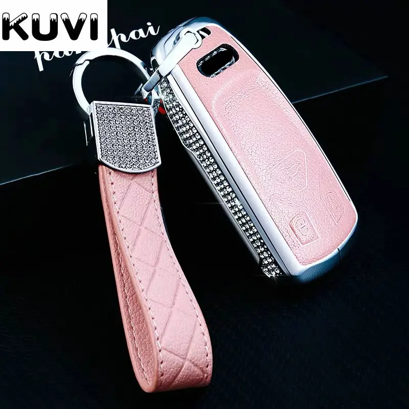 Car Key Cover Case Alloy Leather Car Styling Key Cover Case For AUDI A4 B9 Q5 Q7 TT TTS 8S car keyless remote