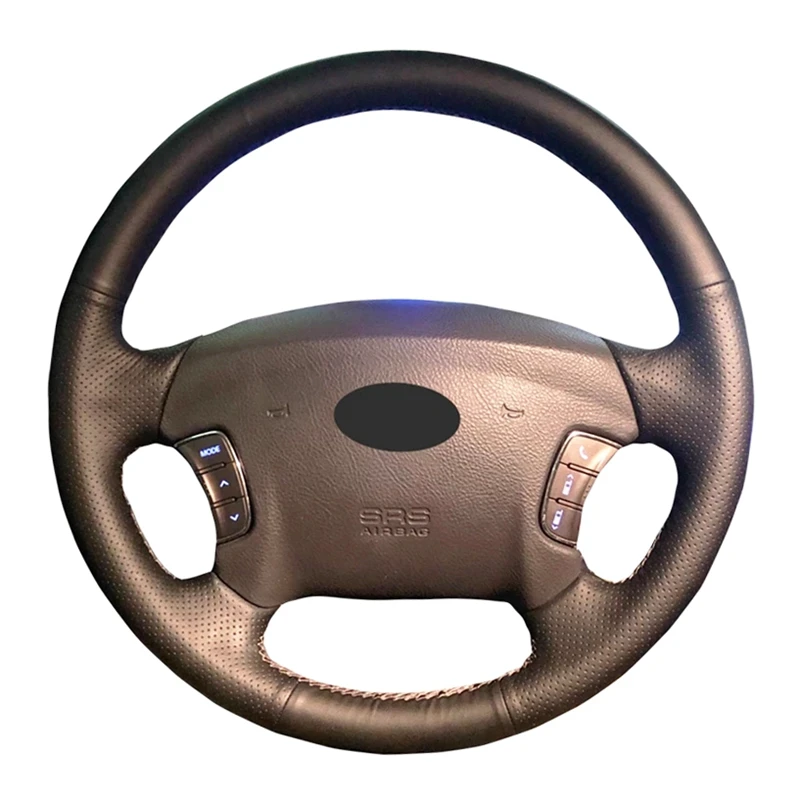 Black Genuine Leather DIY Car Steering Wheel Cover For Hyundai Azera