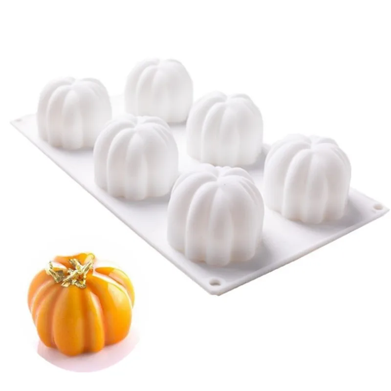 

6 Cavity Cake Molds Pumpkin Shape Silicone Dessert Chocolate Baking Moule Mousse DIY Pastry Pudding Cookies Decorating Tools