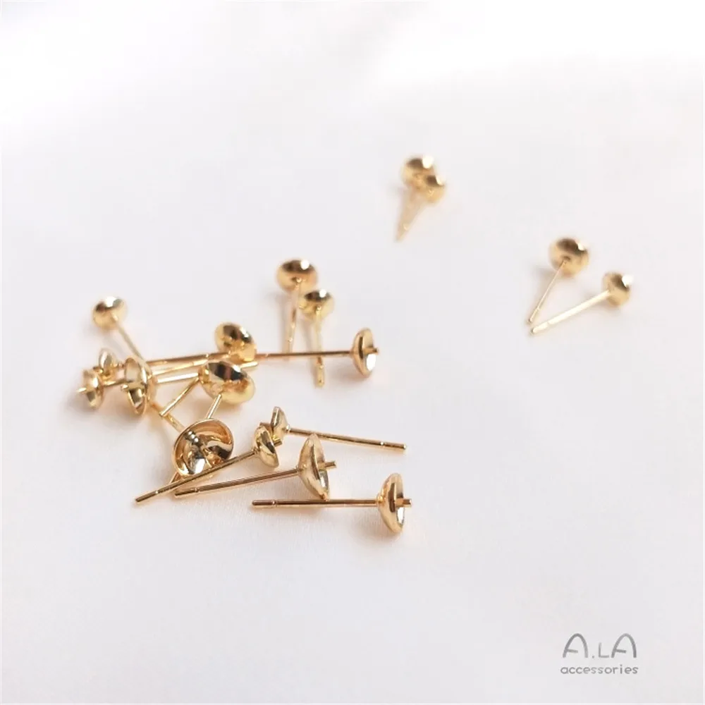 14K Gold Filled Half hole cup needle ear nail paste pearl ear pin ear bracket handmade DIY ear accessories 14K Gold Filled Half hole cup needle ear nail paste pearl ear pin ear bracket handmade DIY ear accessories