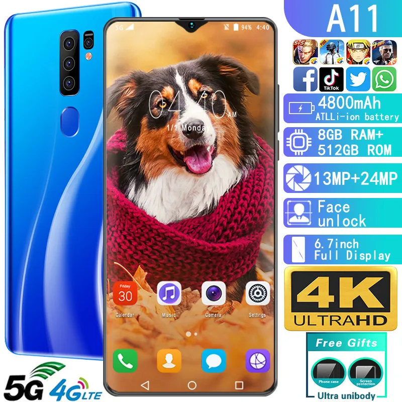 Мобильный телефон A11 разблокированный сотовый MTK6799 десятиядерный 6 7 дюймовый 3G