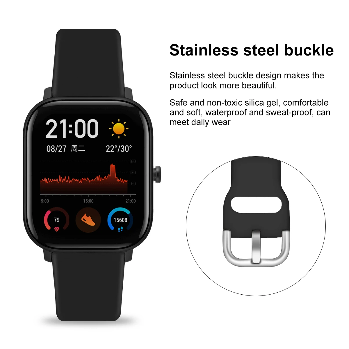 Водонепроницаемый браслет для часов Amazfit Bip-GTS силиконовый ремешок для часов Ремешок для часов Amazfit Bip-GTS спортивный ремешок Accosseries