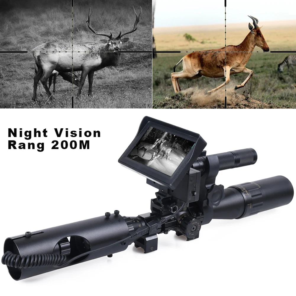 

Night Vision Scope for Riflescope Aviation Aluminum Black Long Viewing Range Clear Vision with Camera LED Infrared Flashlight