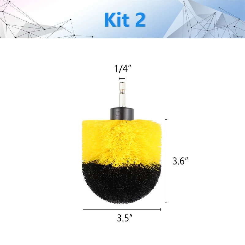 3.5 inch NEWONE 2/3. 5/4 дюймовая электрическая щетка для дрели, скруббер, желтый, средняя жесткость, щетина для ванной и душа, не царапается - Цвет: 3.5 inch